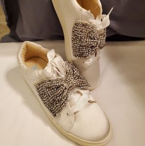 Betsy Johnson satin white tennis shoes
